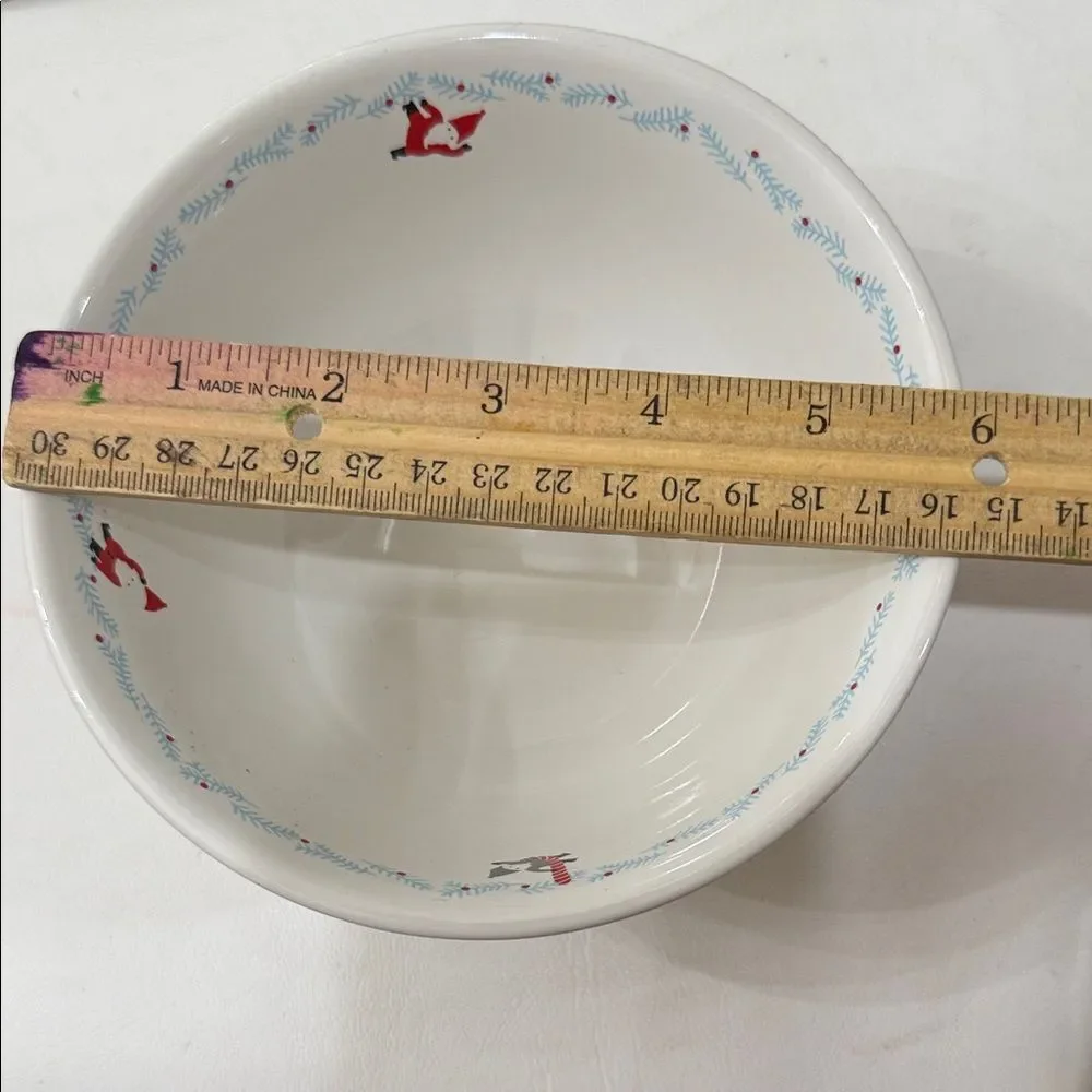 IKEA Christmas Elegant White Dinnerware Set Red Santa & Berries Blue Pine Set 2